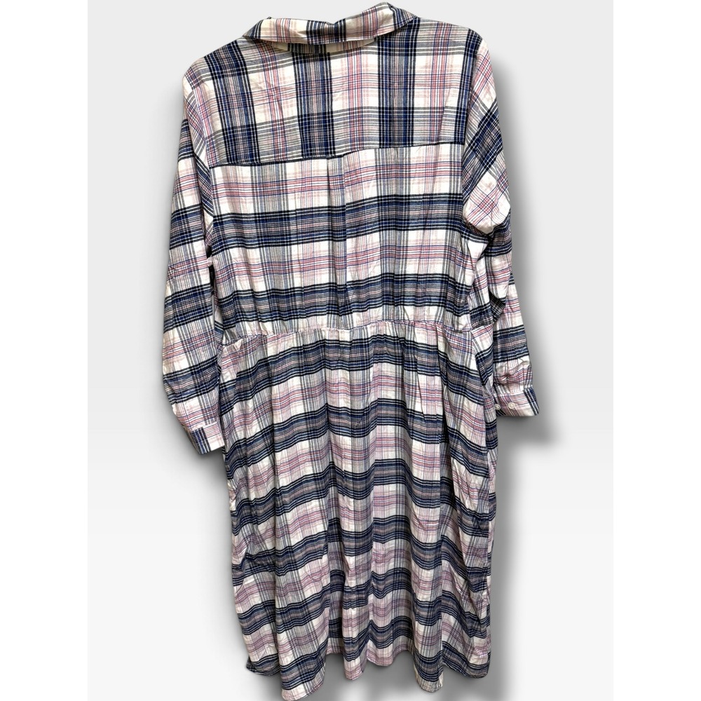 Lane Bryant Womens Pink Navy Plaid Button Front Midi Shirt Dress Size 20 NWOT - Picture 4 of 8
